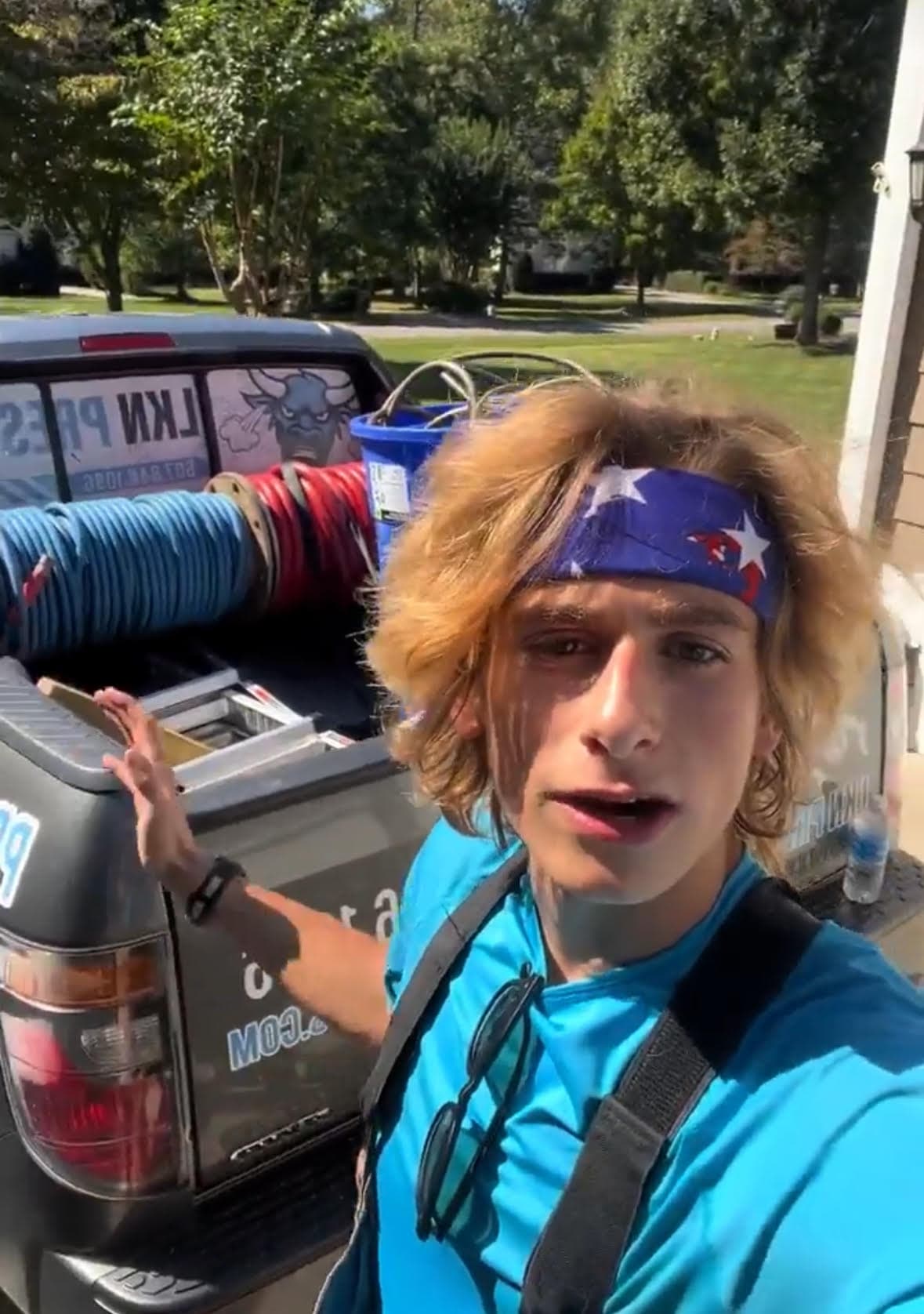 Jayden Clark on the job with his LKN Pressure Pros truck, Lake Norman NC